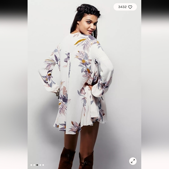 Free People Electric Orchid Print Swing Tunic Size Small - Picture 4 of 7